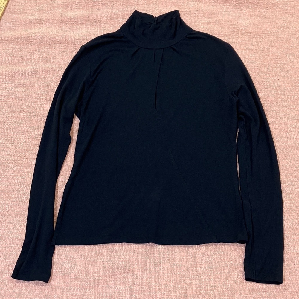 Kenzie large Black Long Sleeve Blouse with front slit